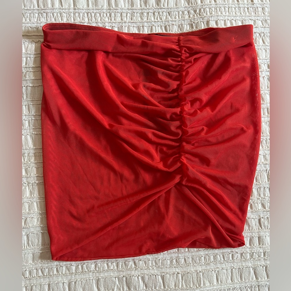 Vix burnt orange mesh coverup skirt